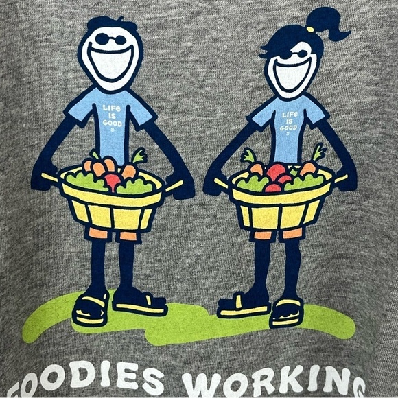 NWT LIFE IS GOOD T-Shirt Gray Foodies Working Together Large - Picture 9 of 14
